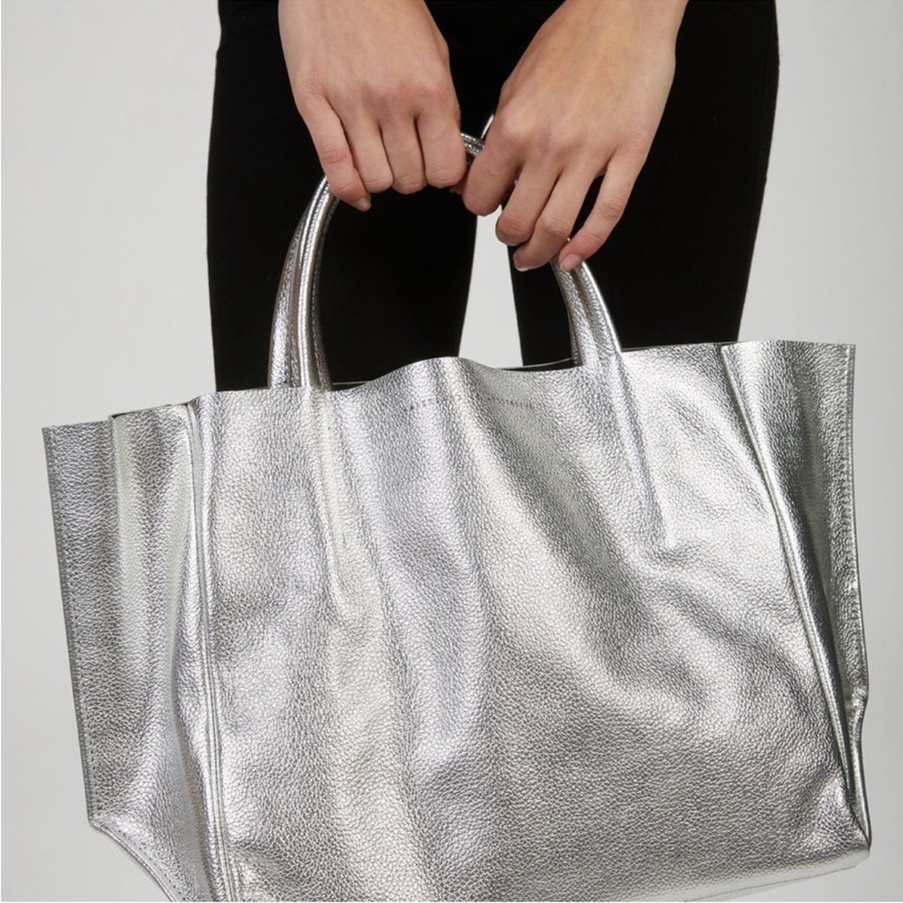 NEW NWT Ampersand as Apostrophe half tote  genuine leather Silver - Picture 3 of 3